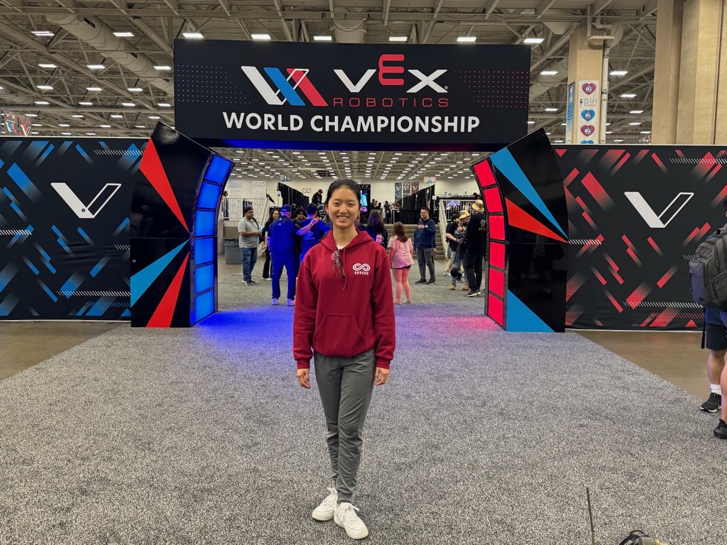 Angela at the VEX Robotics World Championship entrance